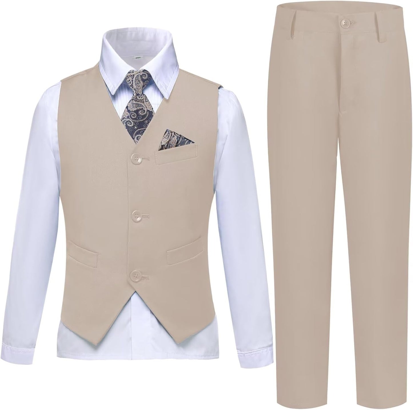 Boys Suit Formal Dress Pants Vest Suit Set for Special Events