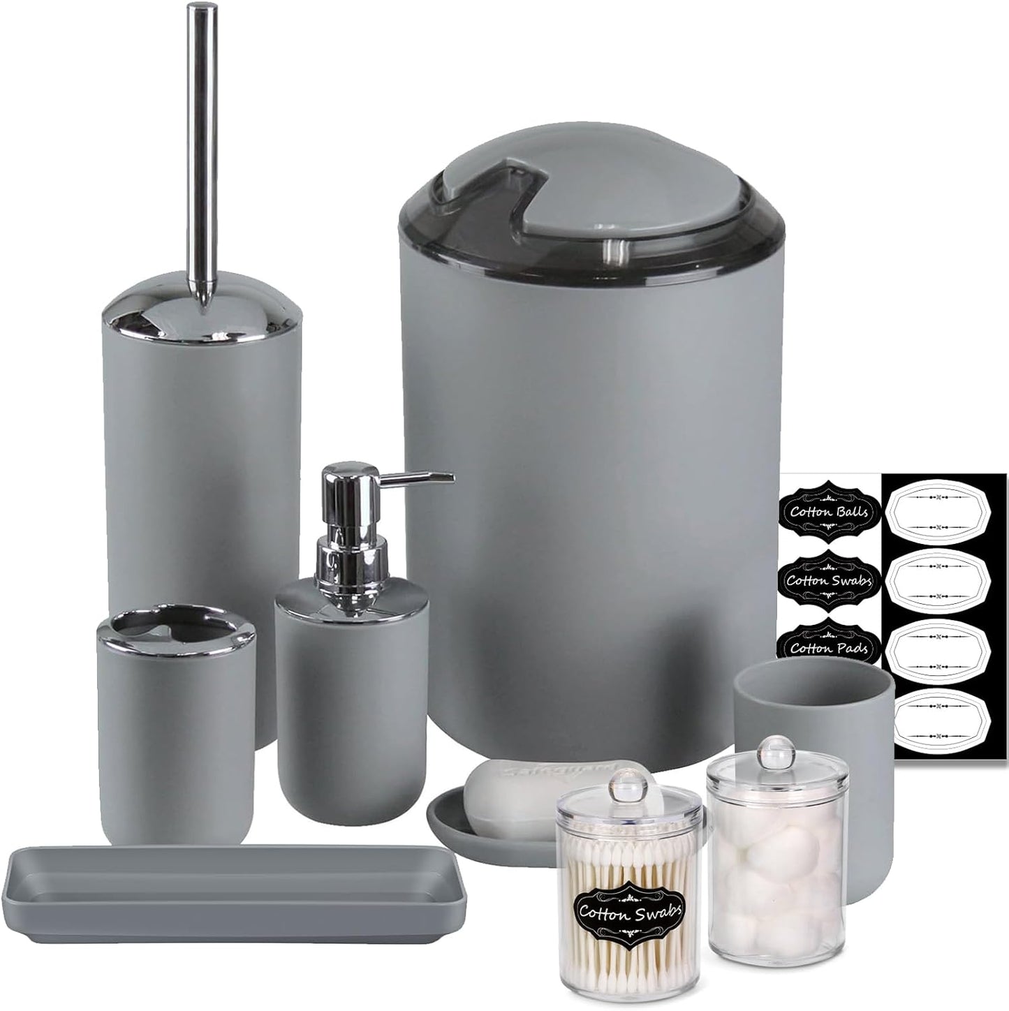 IMAVO Grey Bathroom Accessories Set for Stylish Home Decor