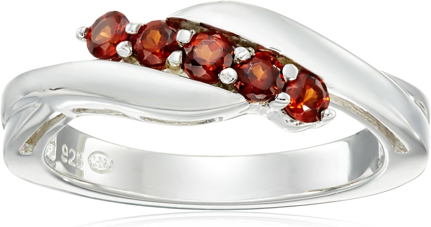 Genuine Five Stone Bypass Ring in Polished Sterling Silver