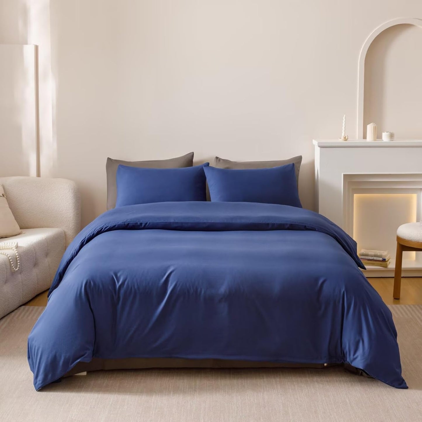 Houseri Royal Blue Comforter Set Twin Vintage Japanese Style Bedding