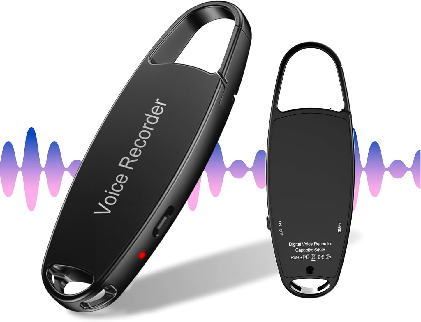 64GB Digital Voice Activated Recorder with Playback for Clarity