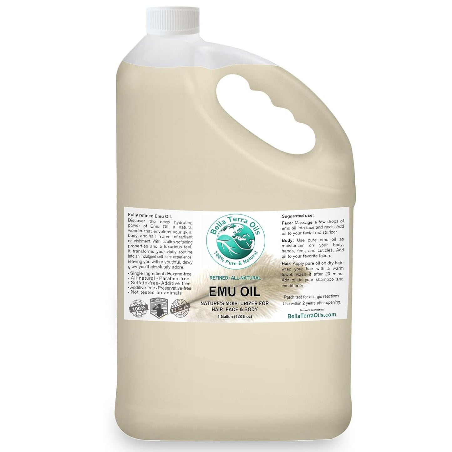 Pure Emu Oil for Enhanced Skin Hydration and Smoothness 1 Gallon