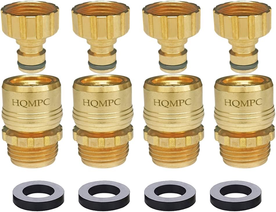 HQMPC Garden Hose Quick Connect Solid Brass Fittings for Watering