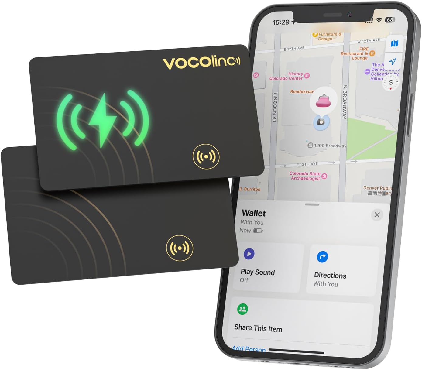VOCOlinc Air Card Tag Wallet Tracker - Find Your Lost Items Easily
