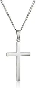 Sterling Silver Polished Cross Pendant Necklace for Everyday Wear