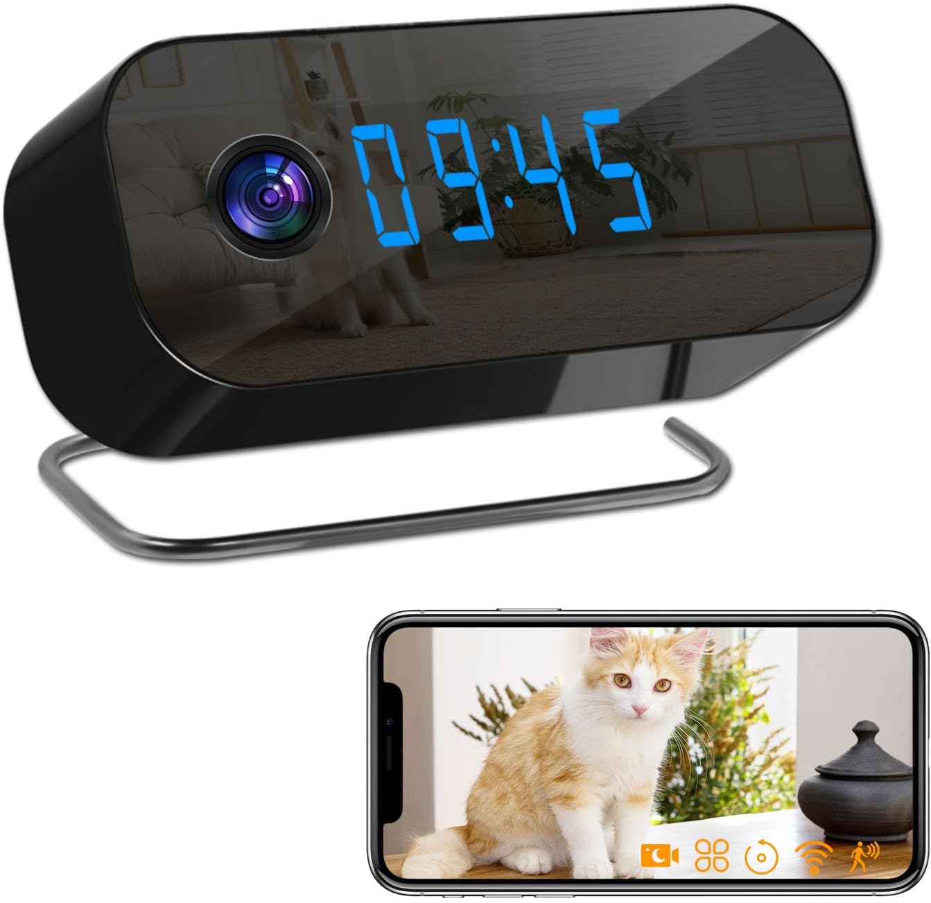 Wireless Camera Clock HD 1080P Video Recorder for Home Security