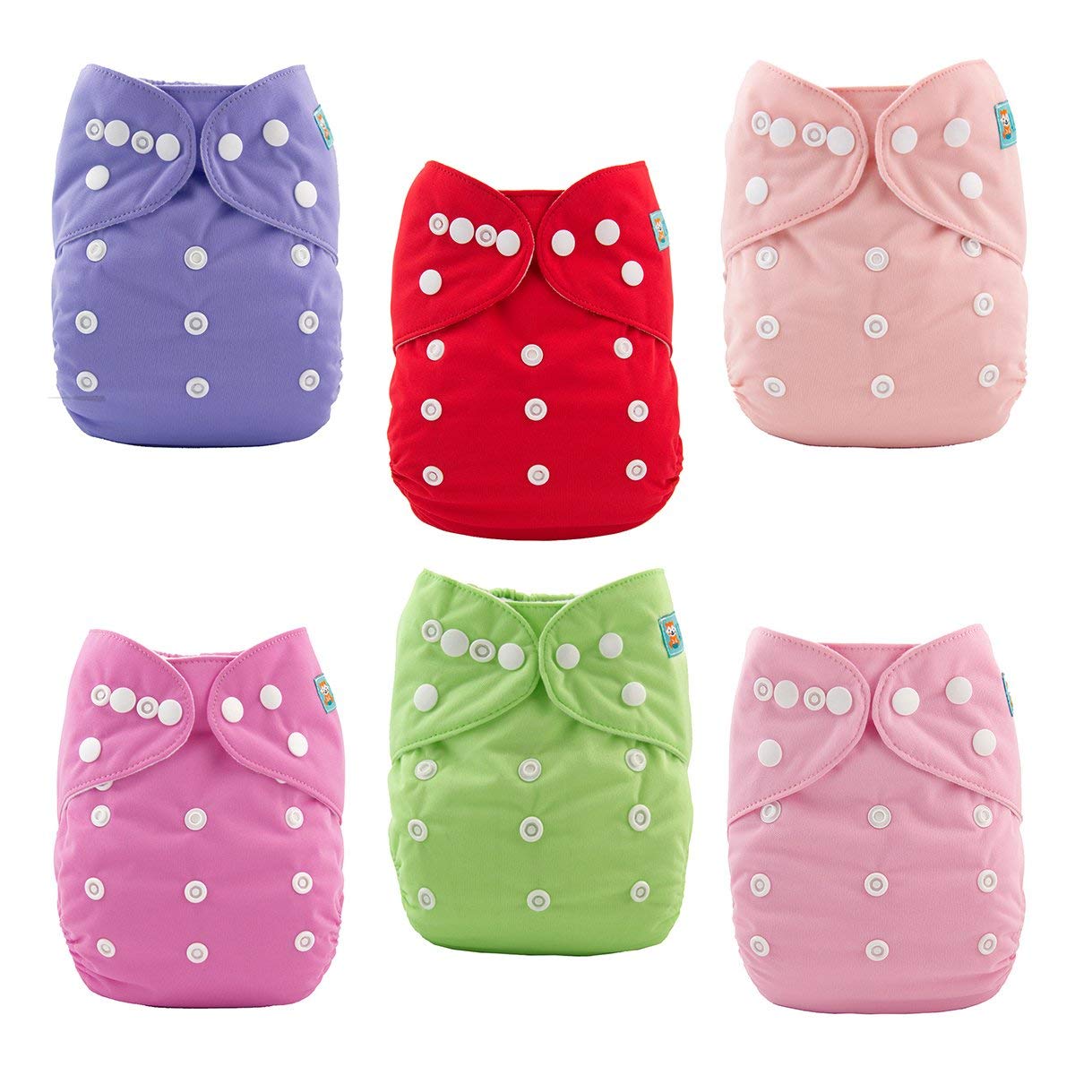ALVABABY Baby Cloth Diapers 6 Pack with 12 Inserts for Comfort