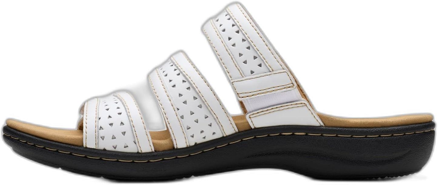 Clarks Women's Casual Sandal: Premium White Leather Comfort