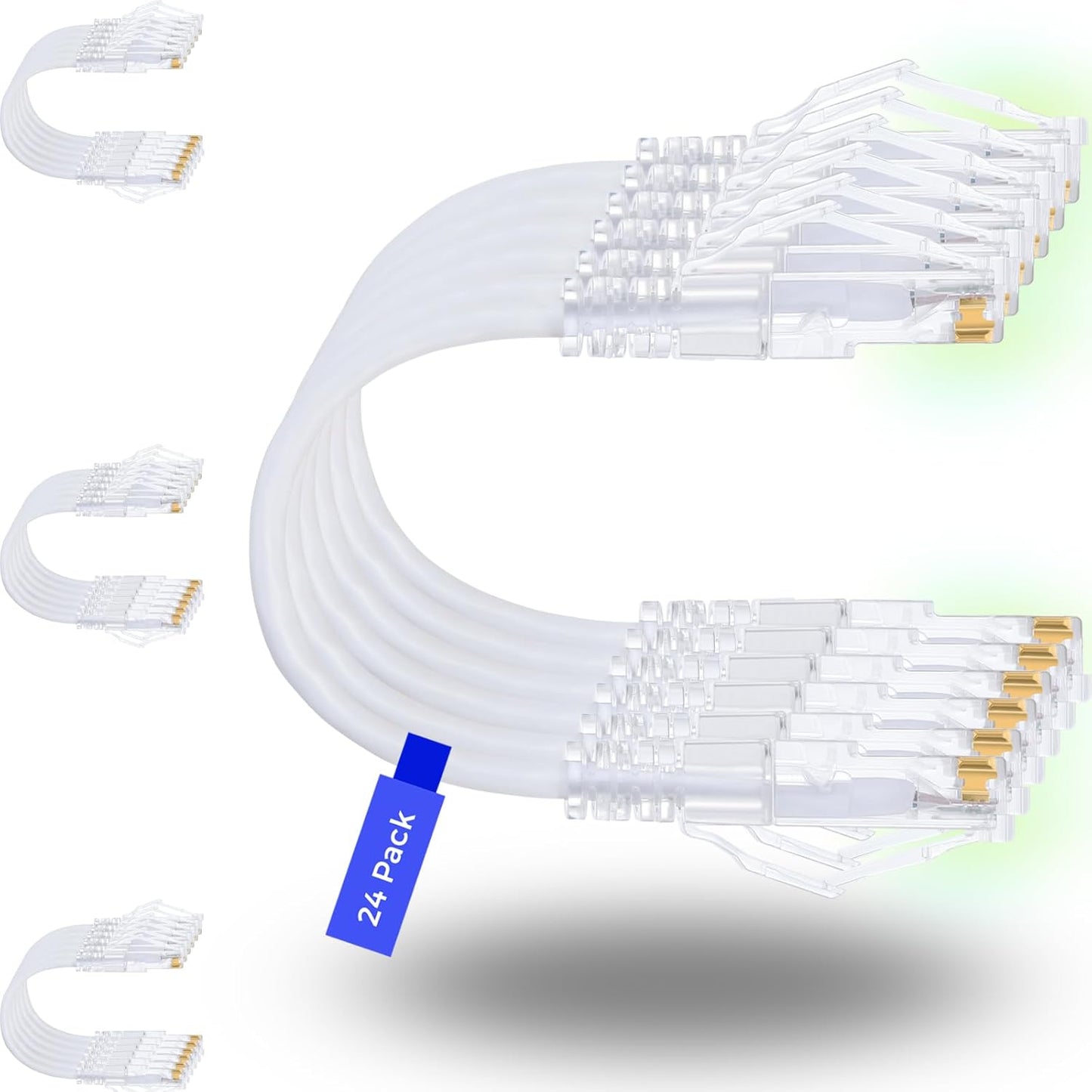 Cat6a Ethernet Patch Cable 5ft - 24 Pack Slim Design