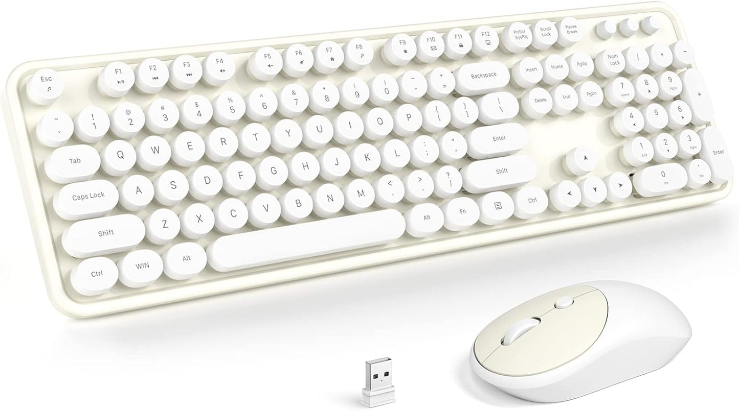 Wireless Keyboard and Mouse Combo with Retro Typewriter Design