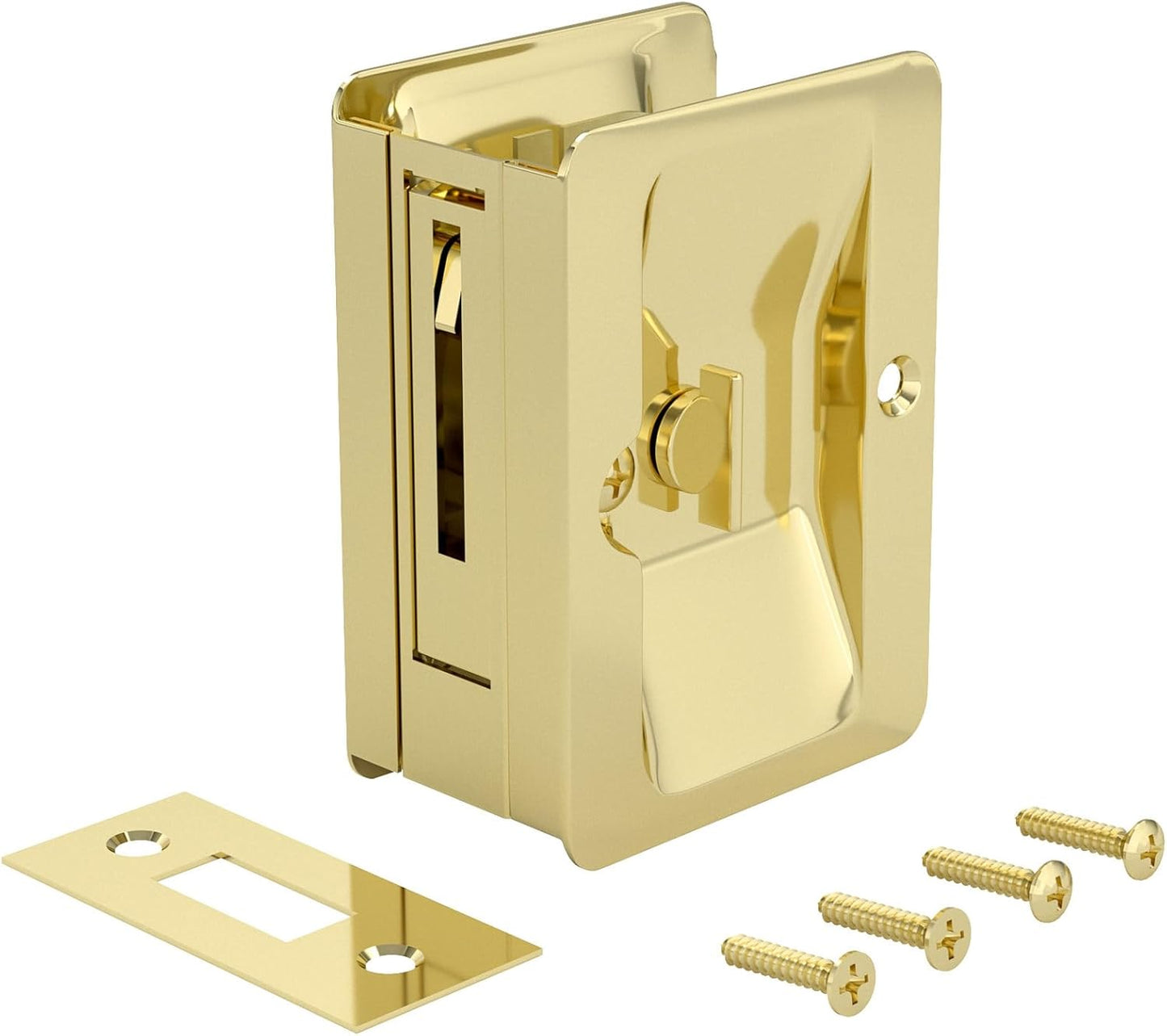 Richelieu Hardware Pocket Door Pull with Privacy Lock in Brass