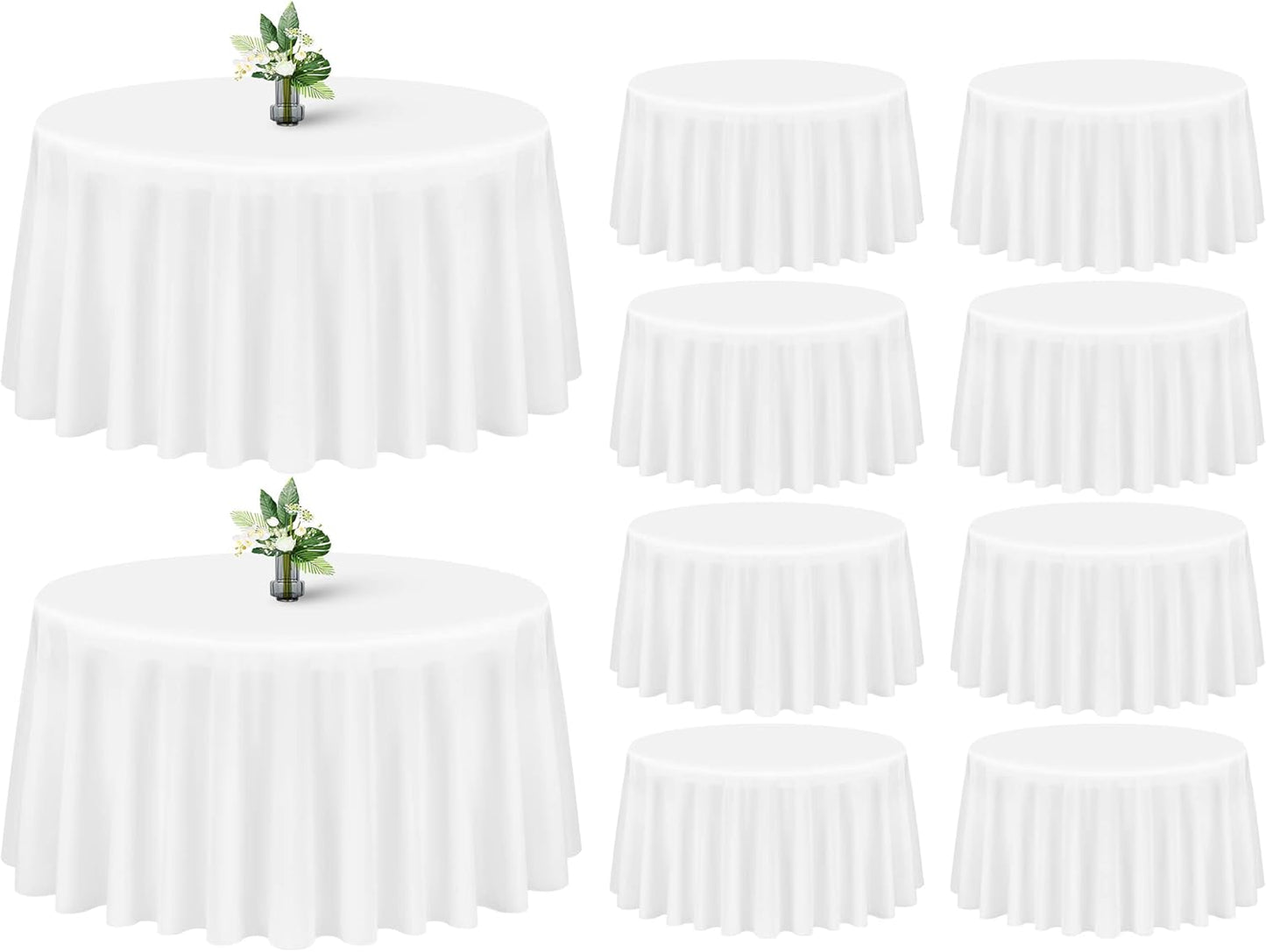Showgeous 10 Pack White Round Tablecloths for Elegant Events