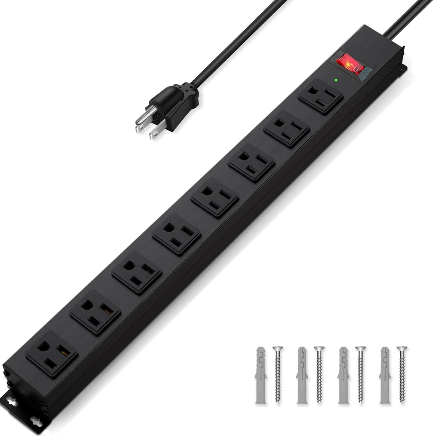 CFMASTER Metal Power Strip Surge Protector - Heavy Duty & 8 Outlets