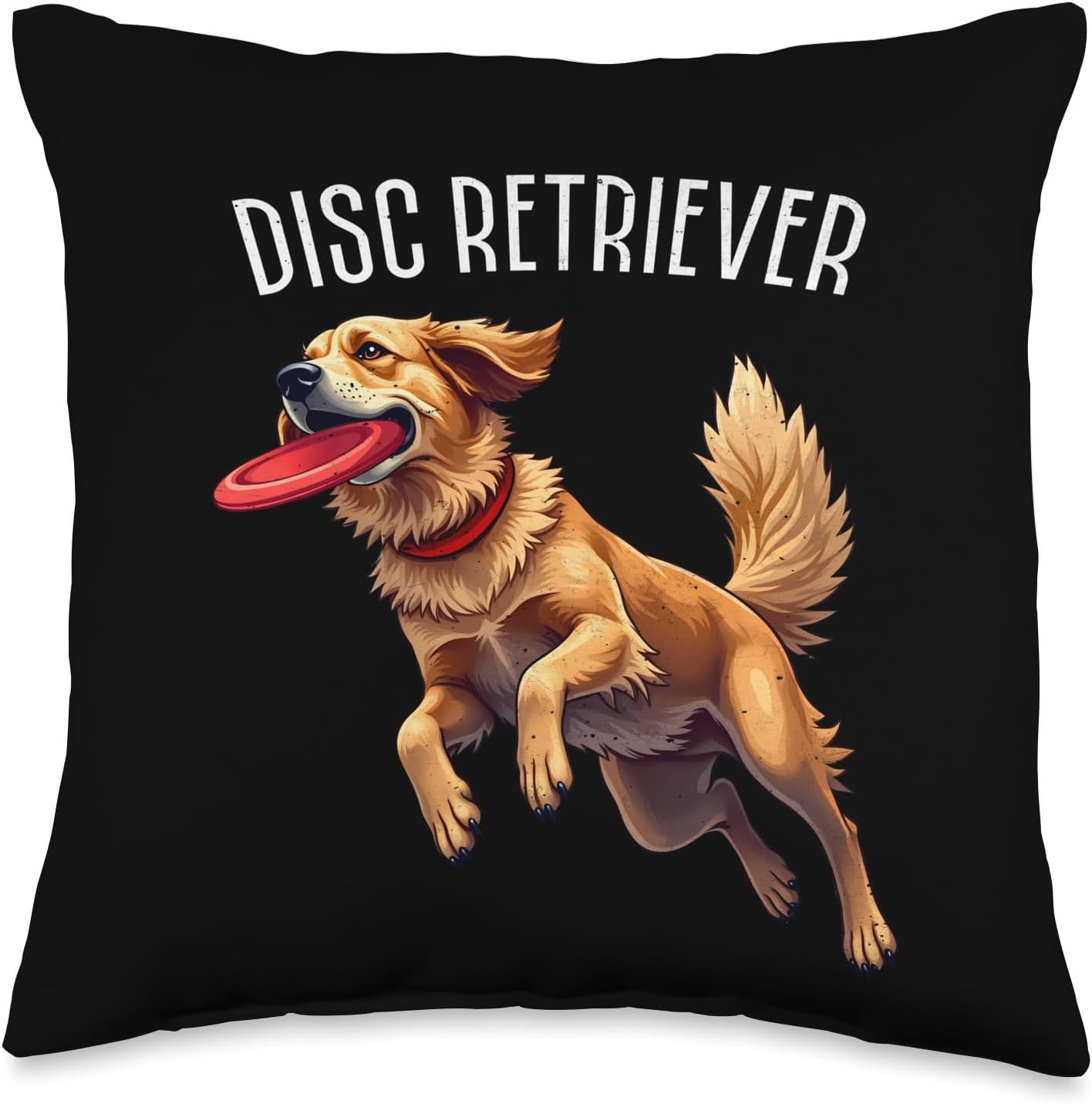 Golden Retriever Disc Golf Throw Pillow
