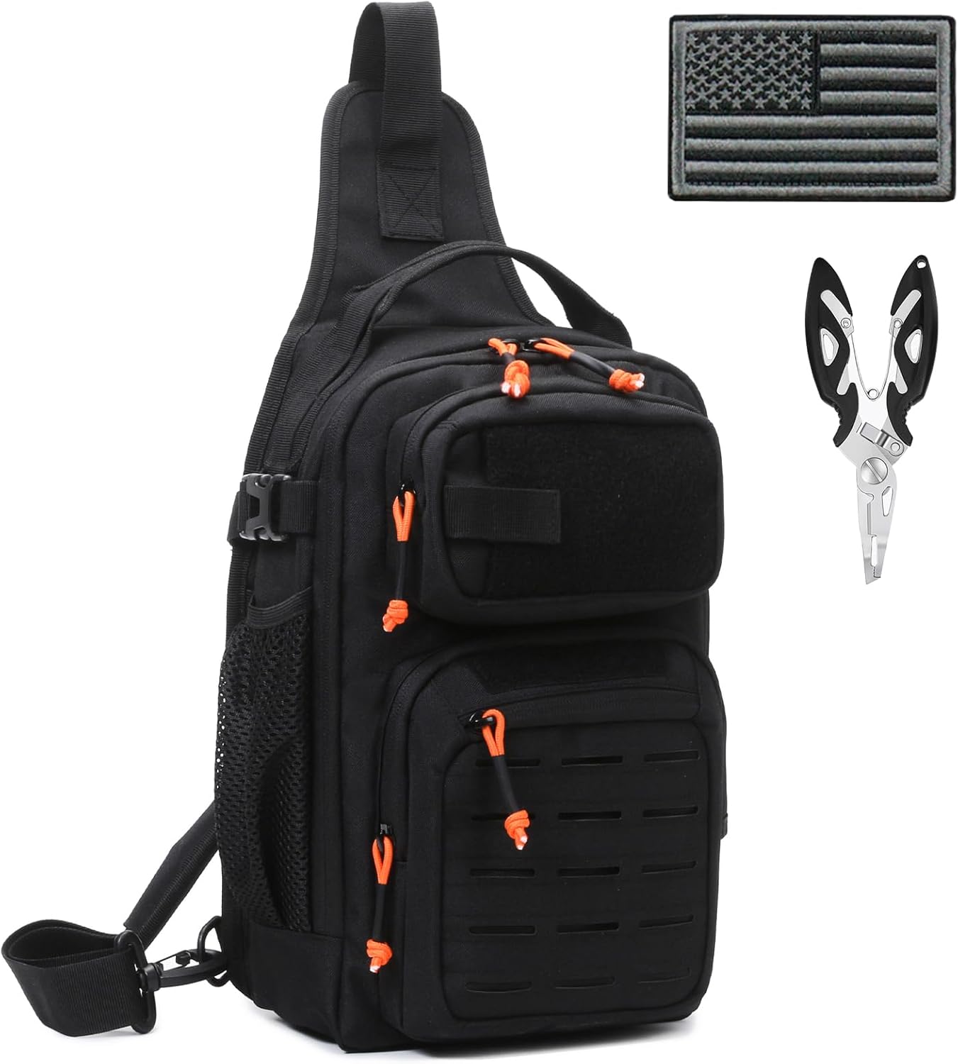 12L Lightweight Fishing Sling Pack with US Flag Patch