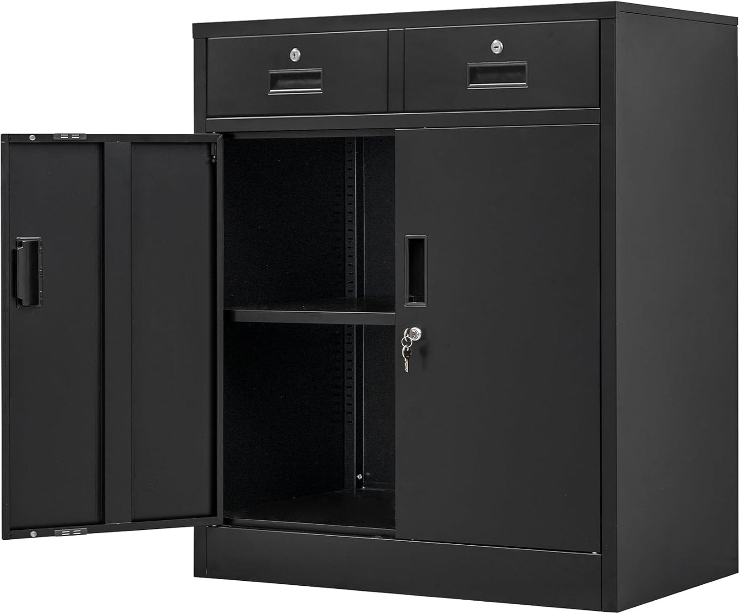 Metal Storage Cabinet with Locking Doors and Adjustable Shelf