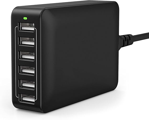 USB Charger 60W 6-Port Desktop Charging Hub for All Devices