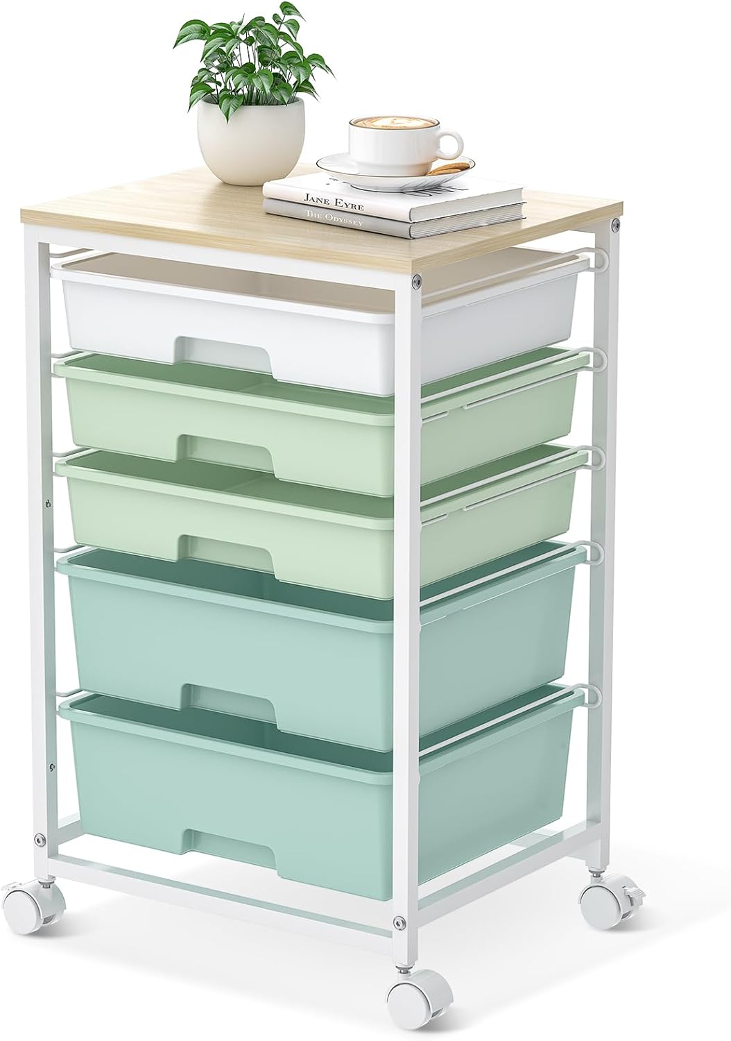 Craft Cart with Drawers and Wooden Tabletop for Storage Needs