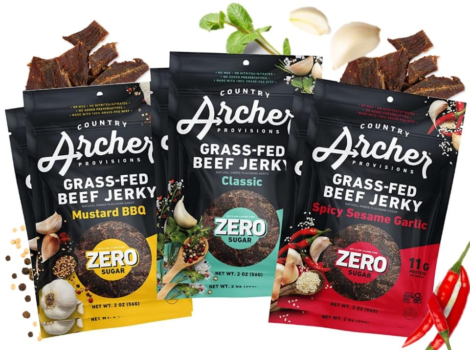 Country Archer Grass-Fed Beef Jerky Variety Pack for Snack Lovers