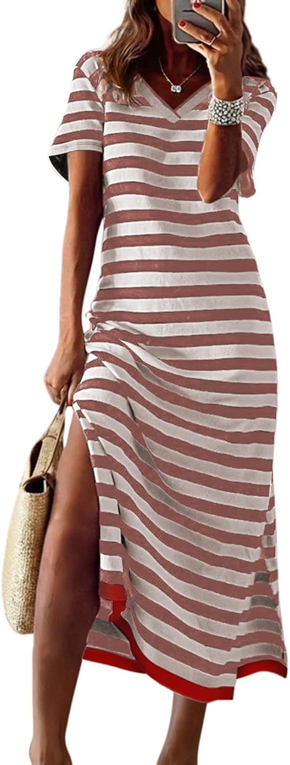 Dokotoo Summer Dress Casual Womens Fashion Short Sleeve Maxi Dress