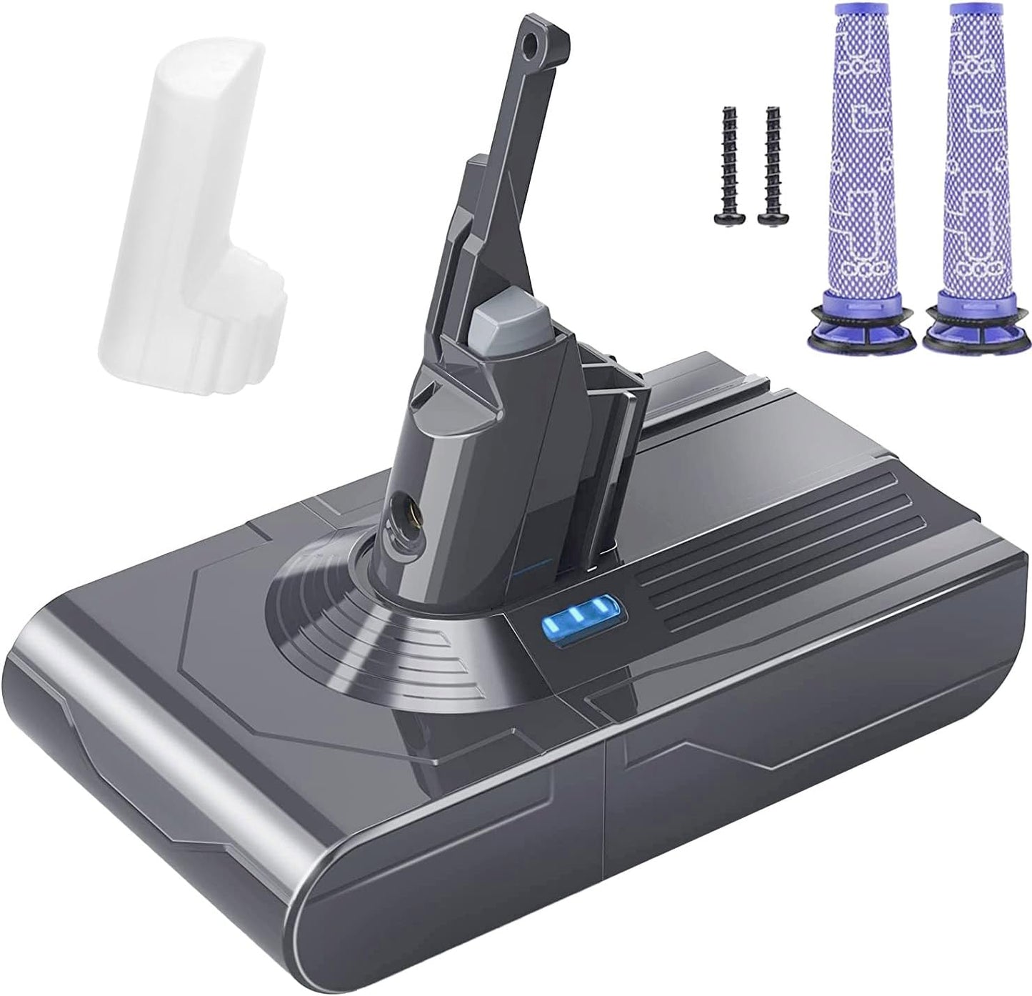 Dyson V8 21.6V 5000mAh Battery + 2 Filters & Screws - Extended Power!