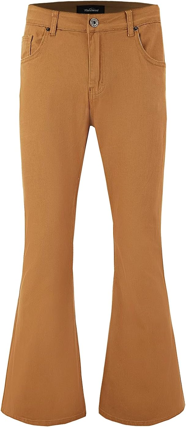 Wbestwind Men's Relaxed Stretch Vintage Bell Bottom Pants for Disco