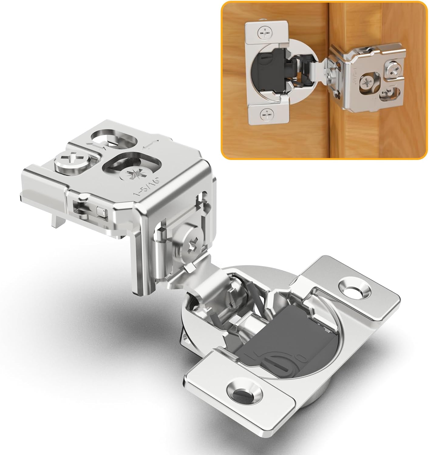 20 Pack 1-5/16in Overlay Soft Close Concealed Hinges for Cabinets