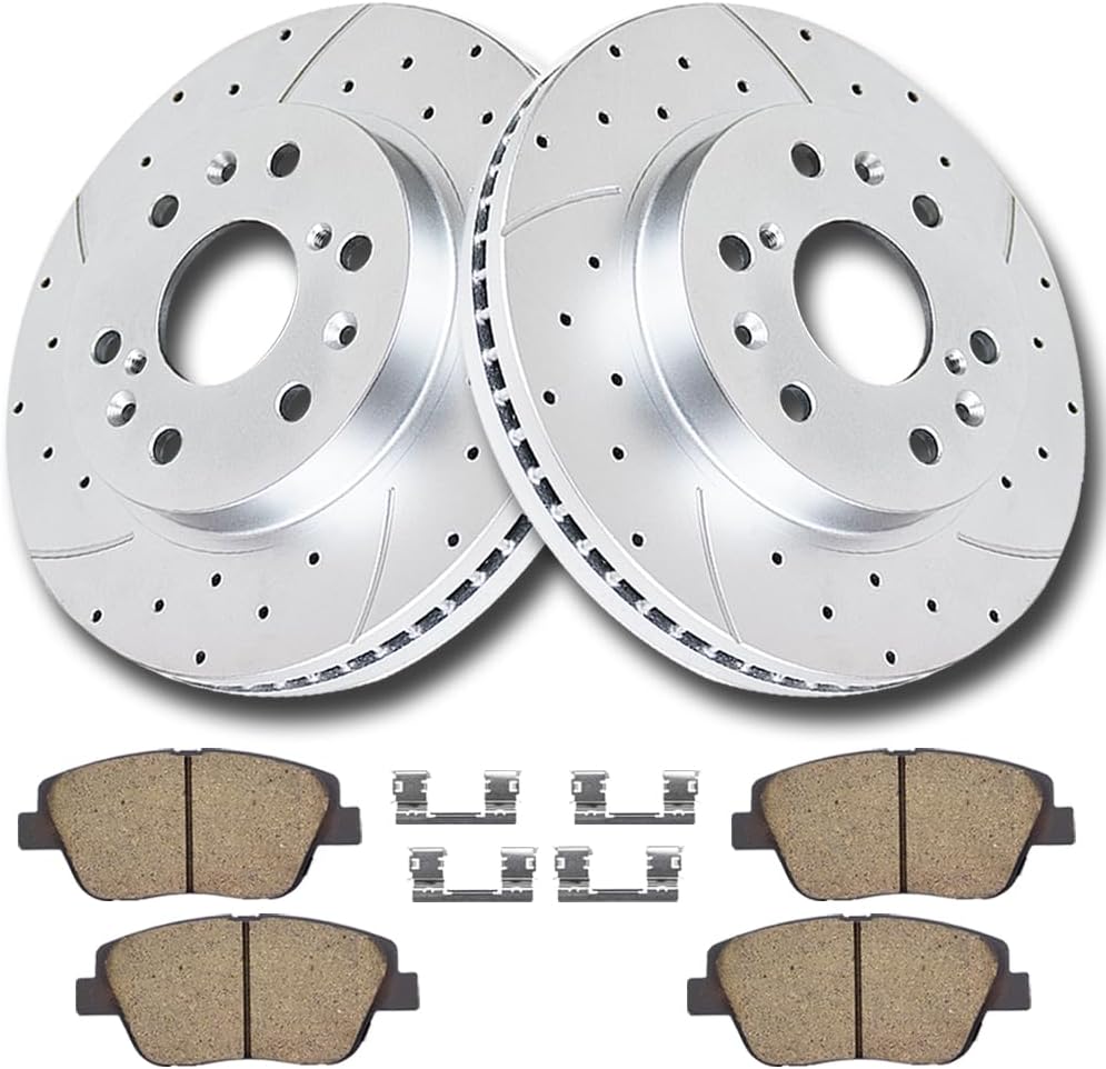 Front Brake Kit with Drilled and Slotted Rotors for Chevy Vehicles