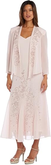 R&M Richards Women's One Size Beaded Chiffon Jacket Dress Review