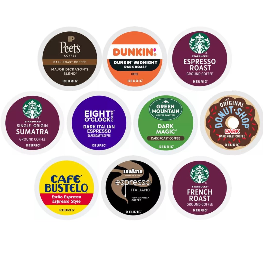 Premium Dark Roast K-cups Sampler - 10 Varieties for Keurig - 20 Count