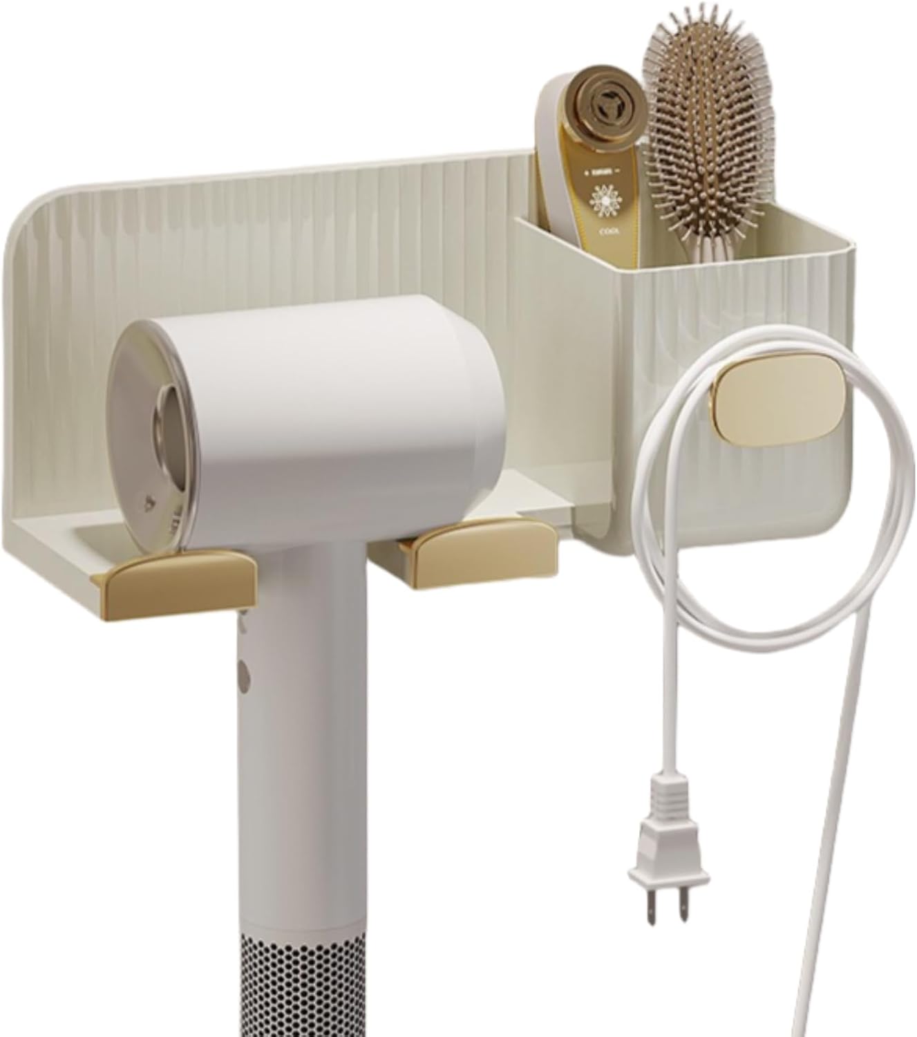 Minimalism Hair Dryer Holder: No-Drill Golden Organizer