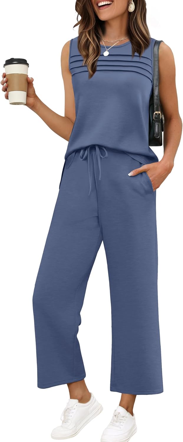 WIHOLL Two Piece Sets for Women Summer Outfits Matching Lounge
