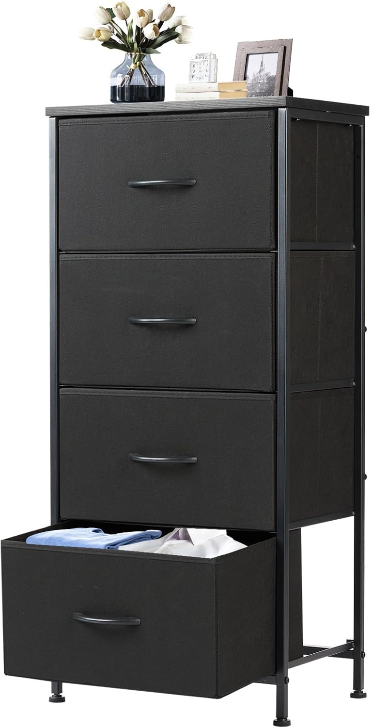 DUMOS Nightstand with 4 Drawers for Bedroom and Living Room