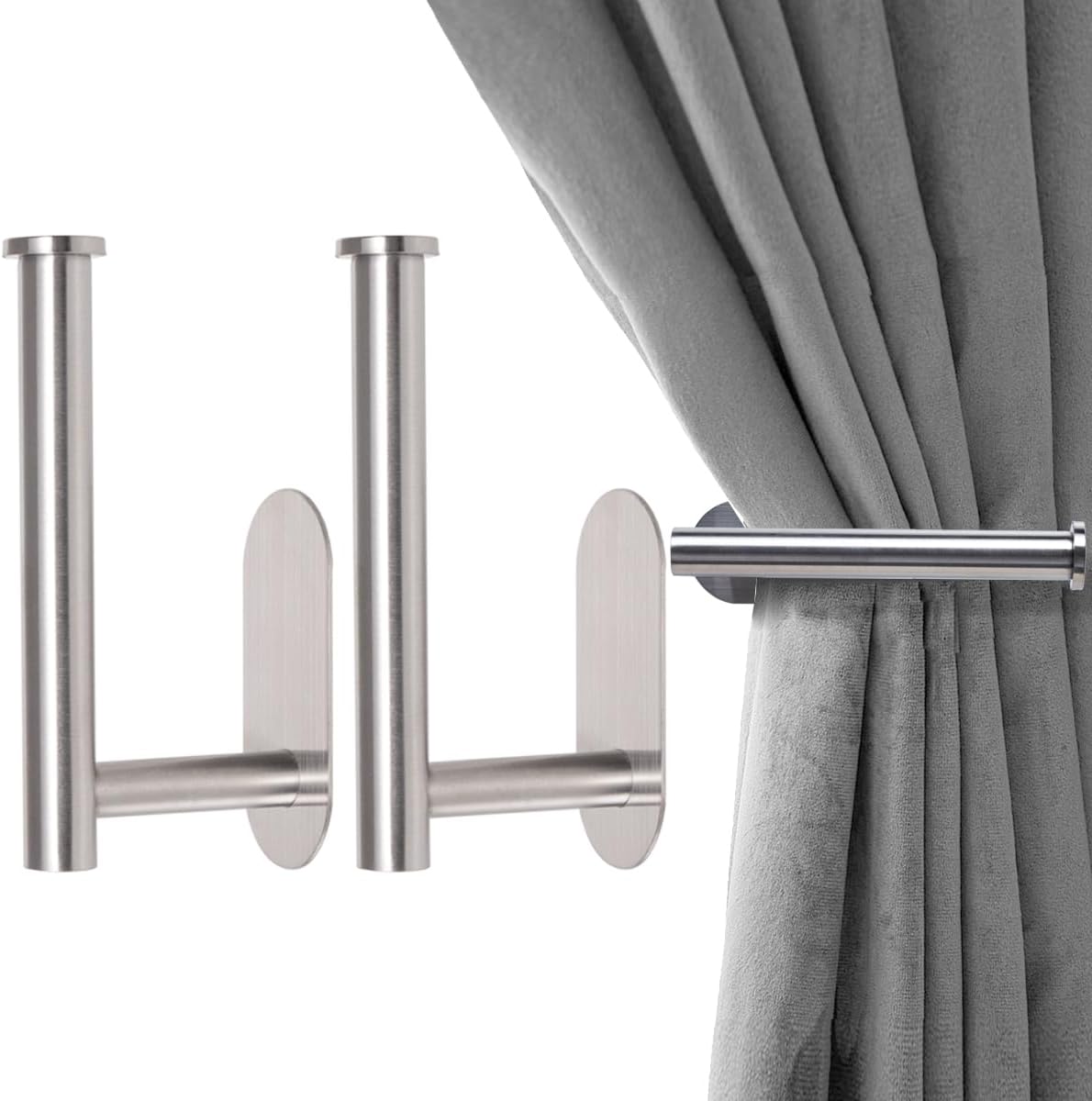 Self-Adhesive Curtain Holdbacks - Set of 2 - No Drill Solution