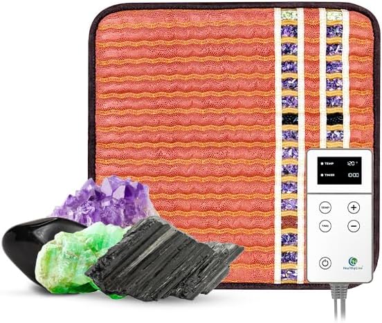 Far Infrared Heating Pad for Pain Relief - Gemstone Therapy, Negative Ions, Auto Shut Off | 18x18