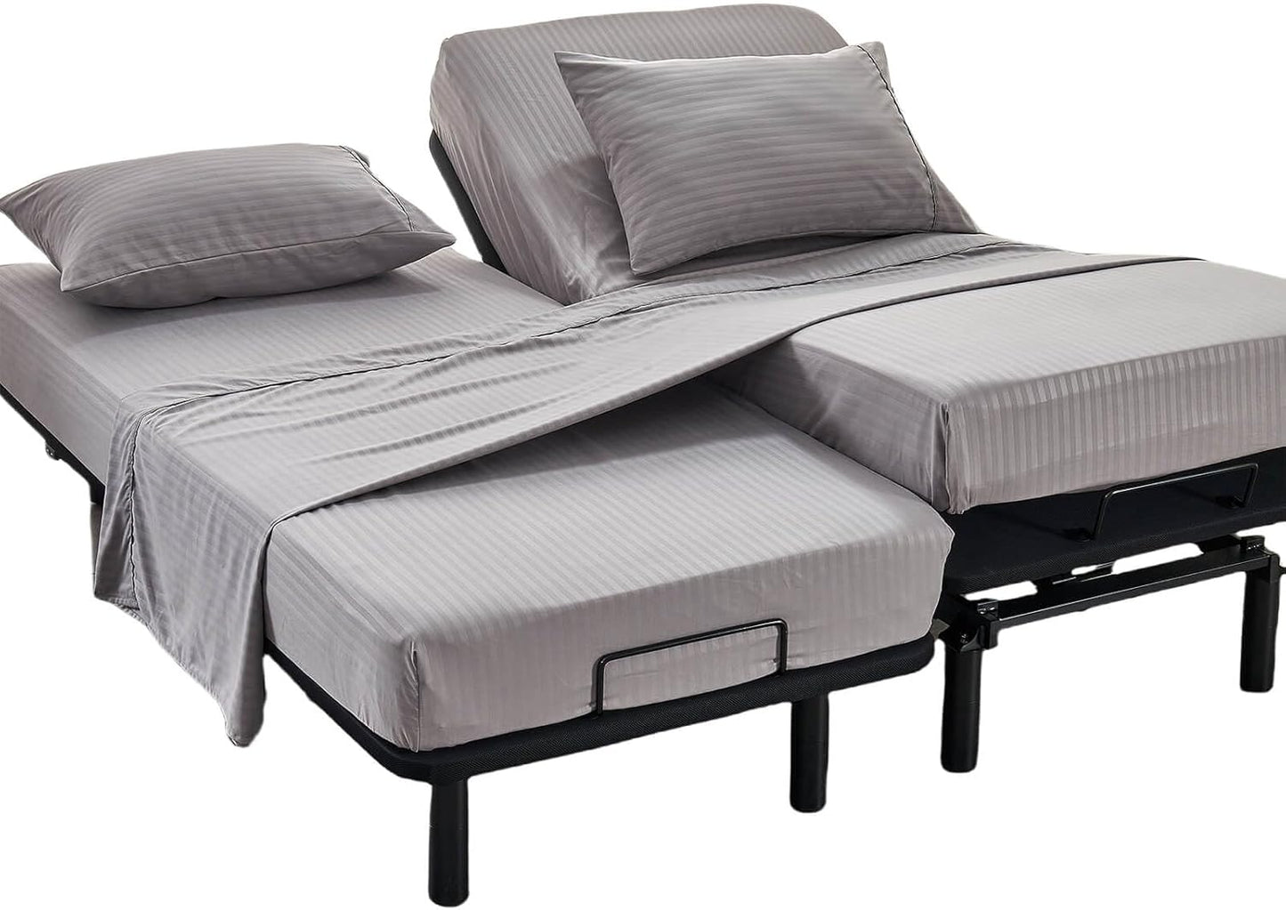 Kingnex Striped Split California King Sheets Set for Adjustable Bed