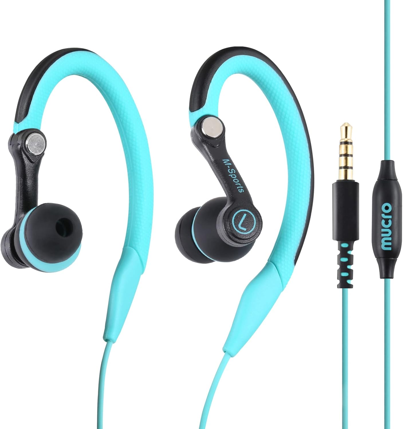 Sweatproof Sport Earbuds with Over Ear Hooks by Mucro