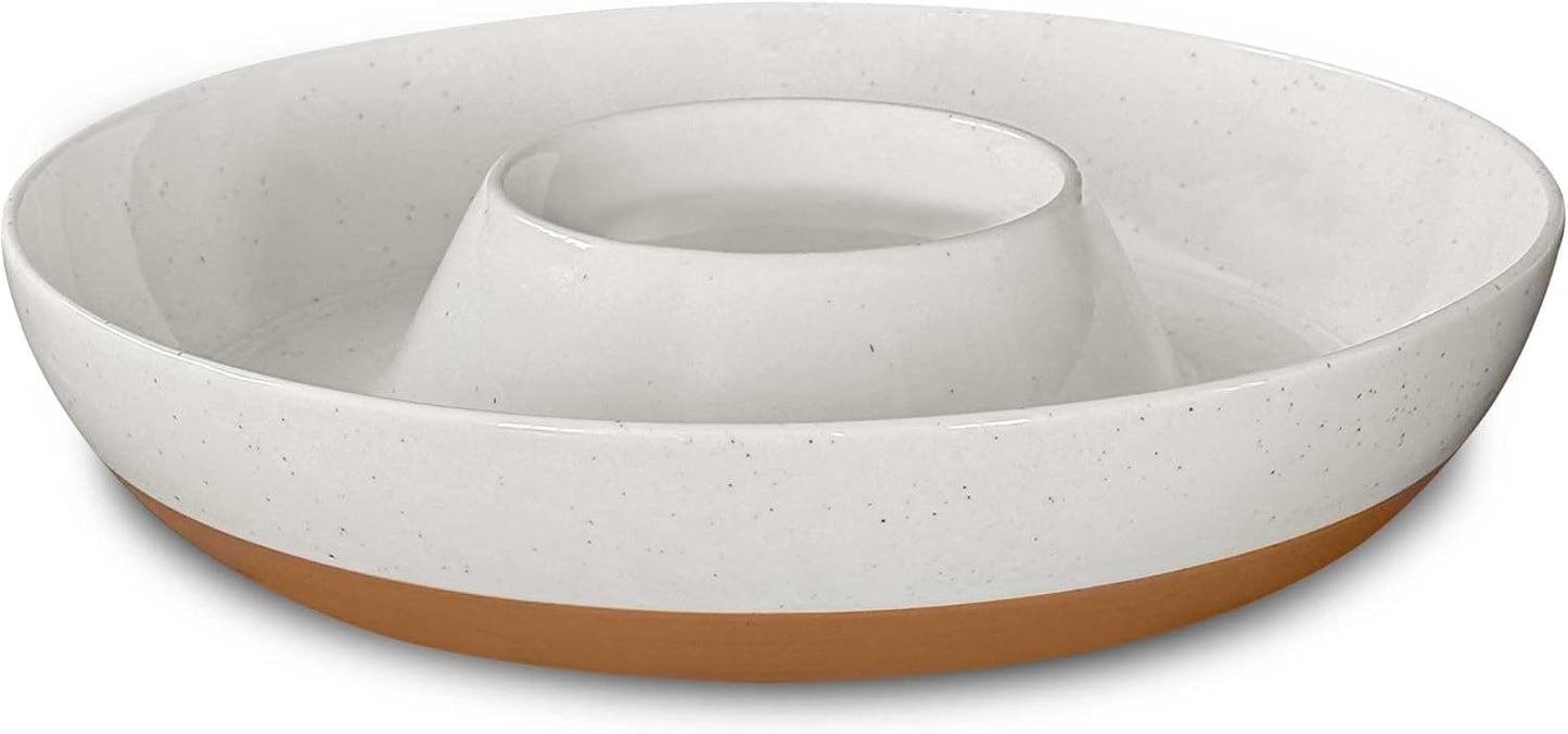 Mora Ceramic Chips and Dip Serving Tray for Modern Entertaining