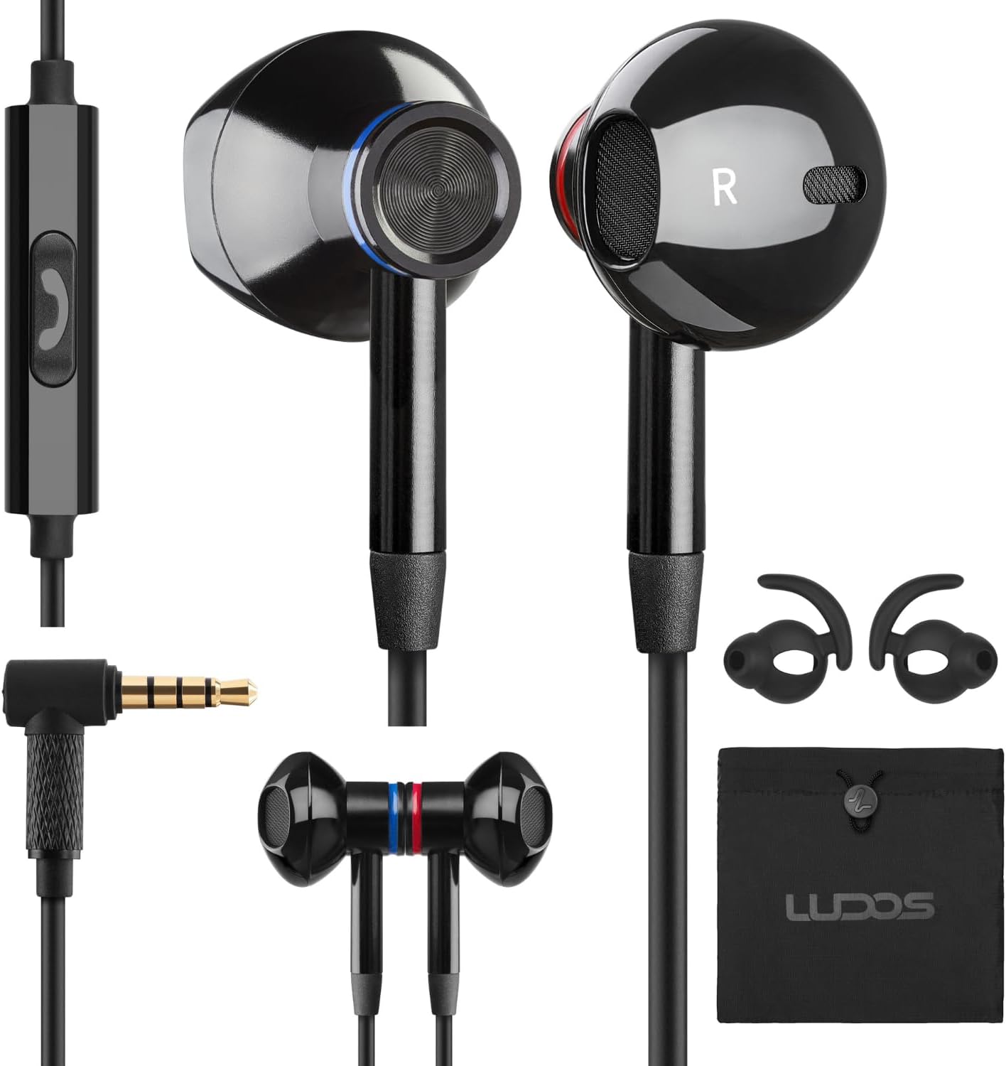LUDOS Nova Earbuds - 5Y Warranty, Mic, 3.5mm Plug, Calls Compatible