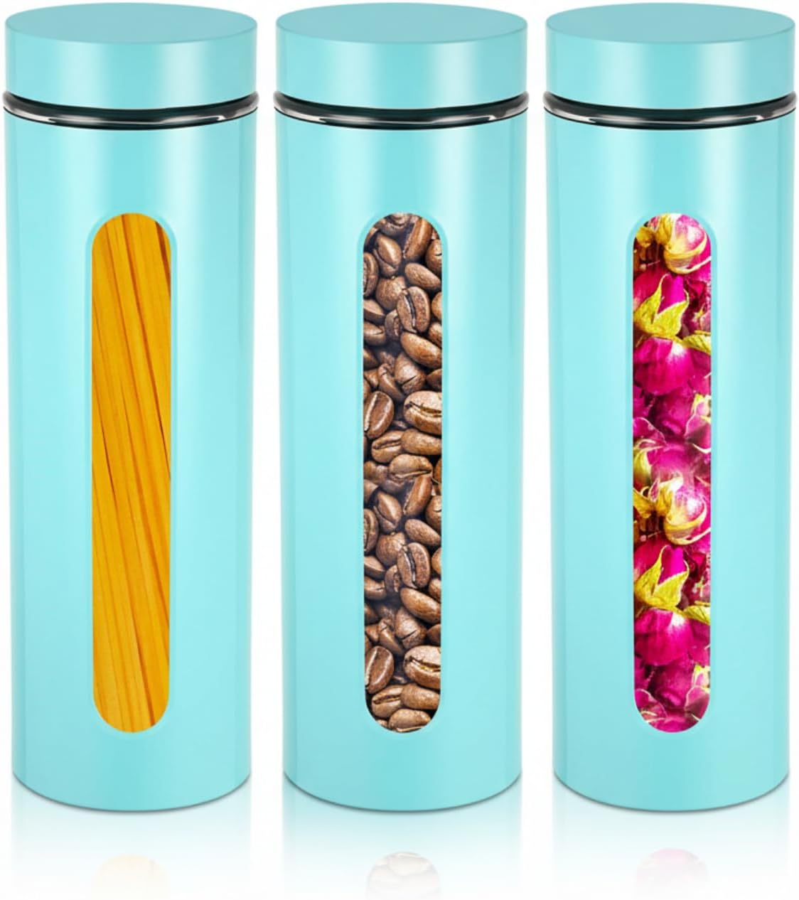 Mimorou Stainless Steel Canister Set with Glass Windows for Storage