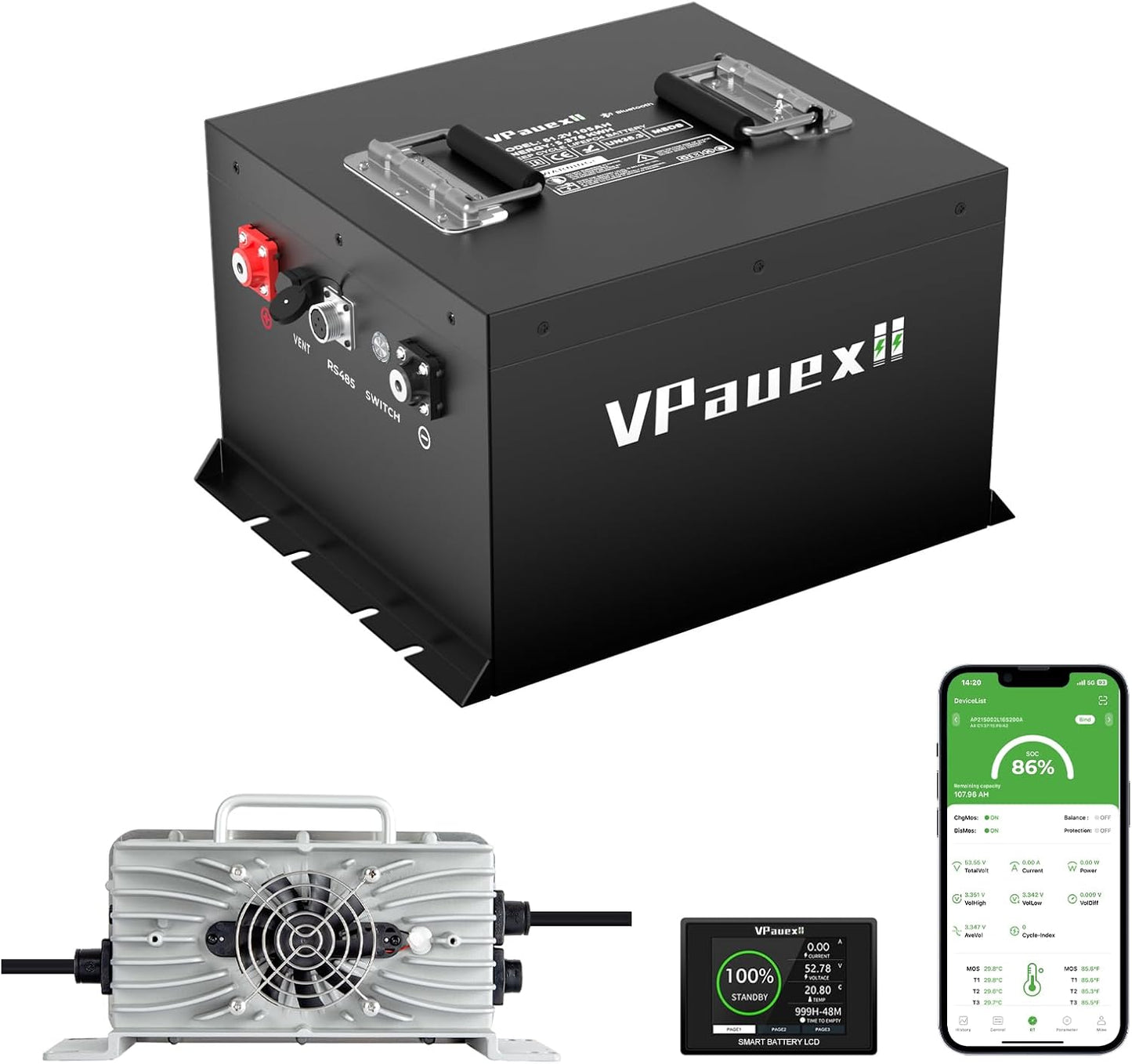 48V 105Ah Mini Lithium Golf Cart Battery with 6000+ Cycles