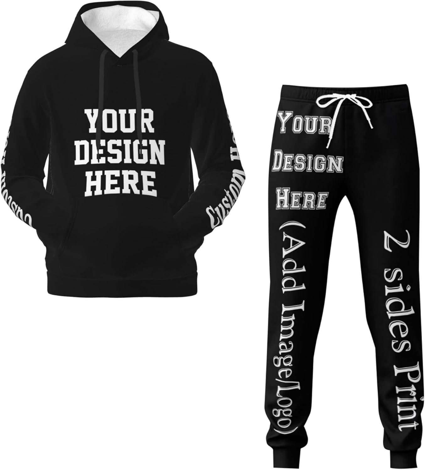 Personalized Black Tracksuit Set - Unisex Medium