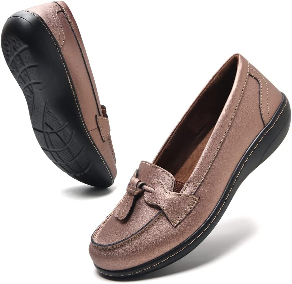Maichal Loafers for Women - Comfortable Leather Slip On Shoes