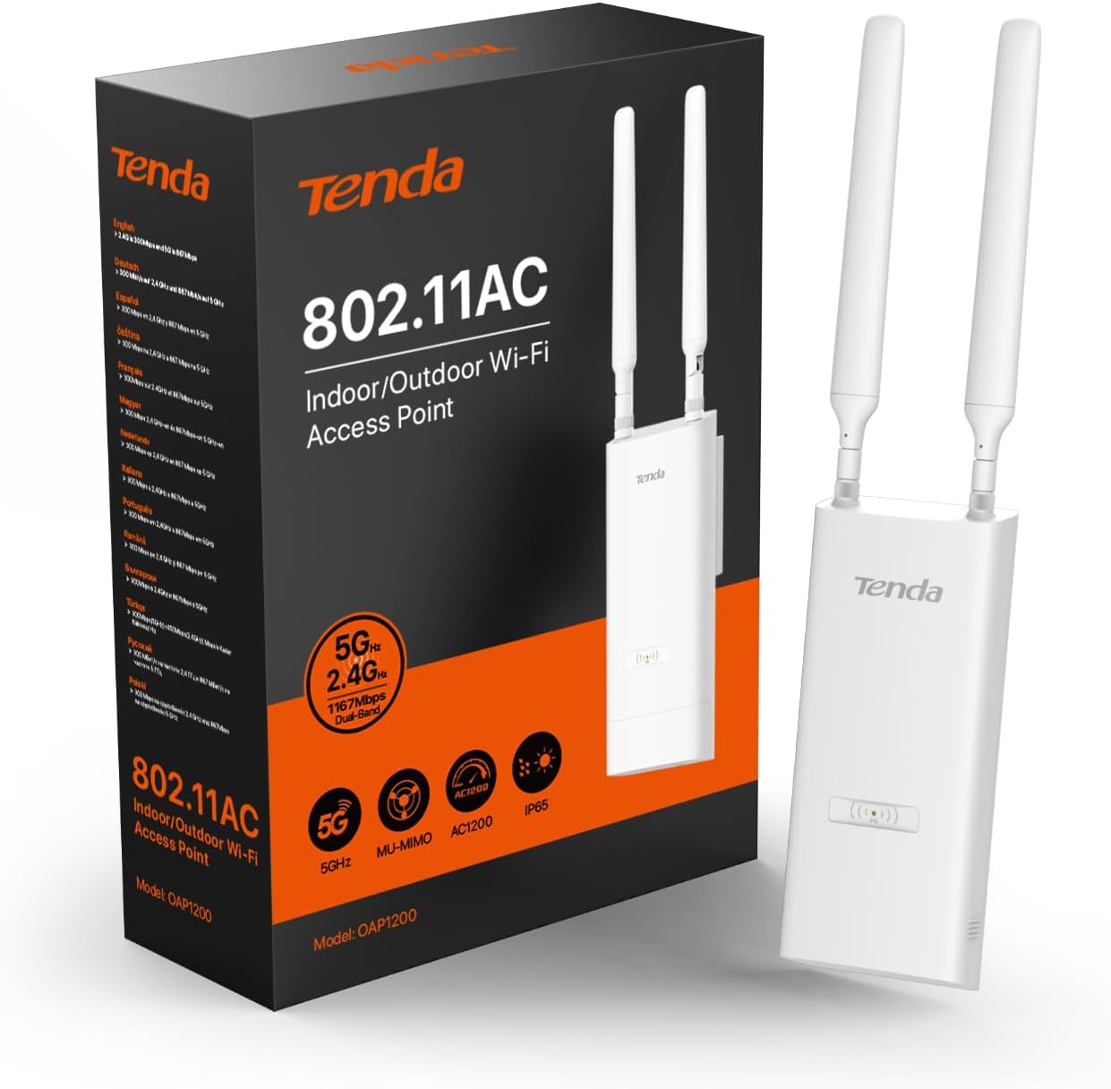 Tenda AC1200 Outdoor Wi-Fi Access Point for Large Spaces