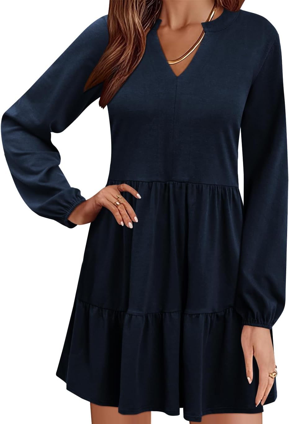 QACOHU Women Fall Tunic Dress with Pockets for Casual Style