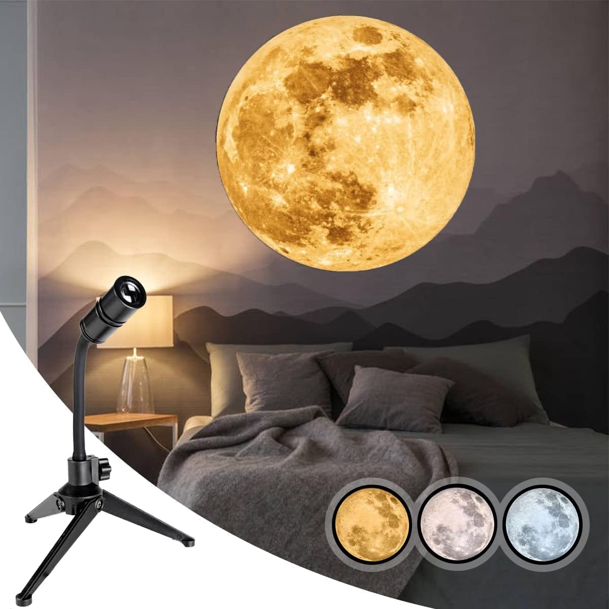 Non-Fade Moon Projector Night Light for Dreamy Atmosphere