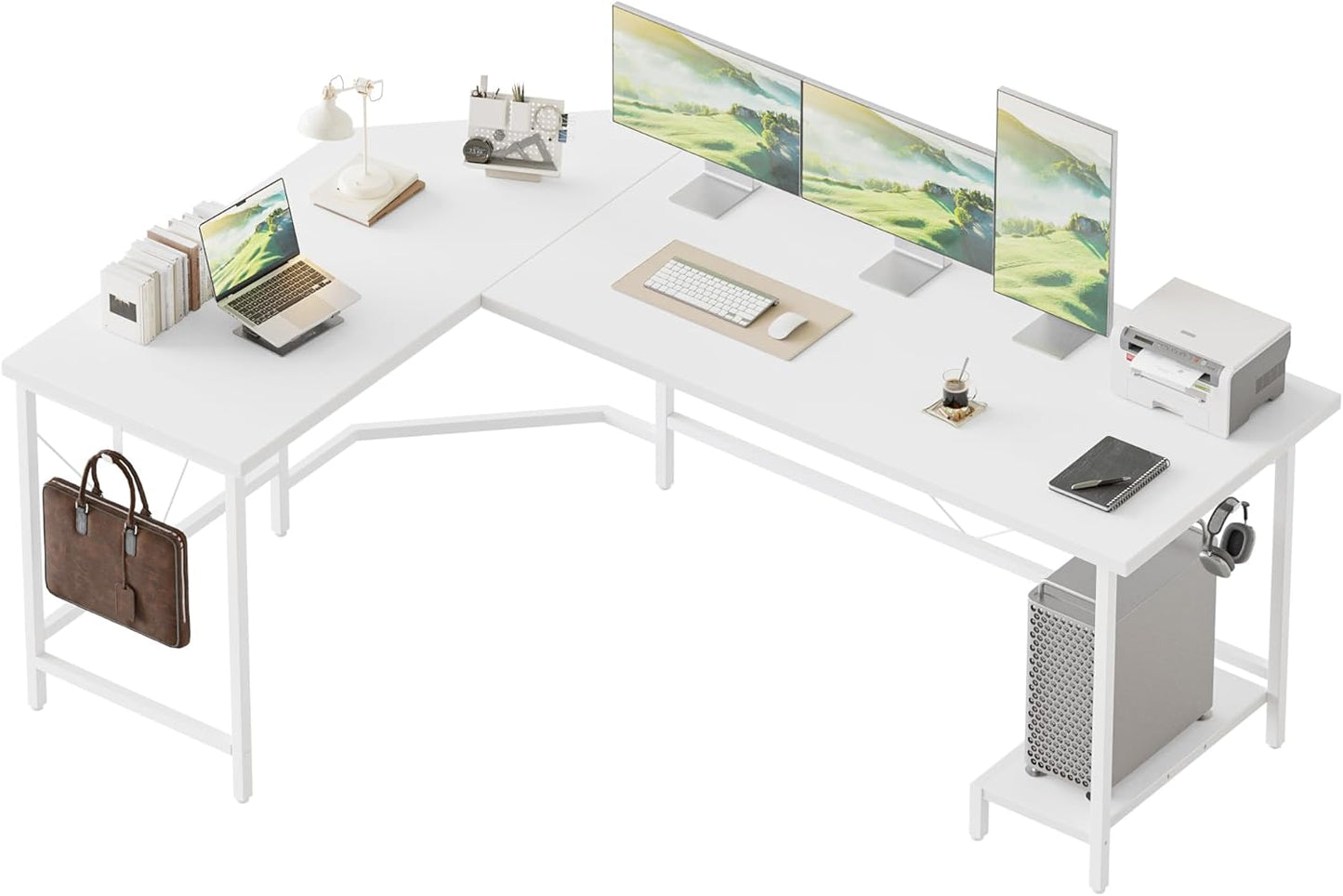 L Shaped Gaming Desk 59in for Home Office and Gaming Setup