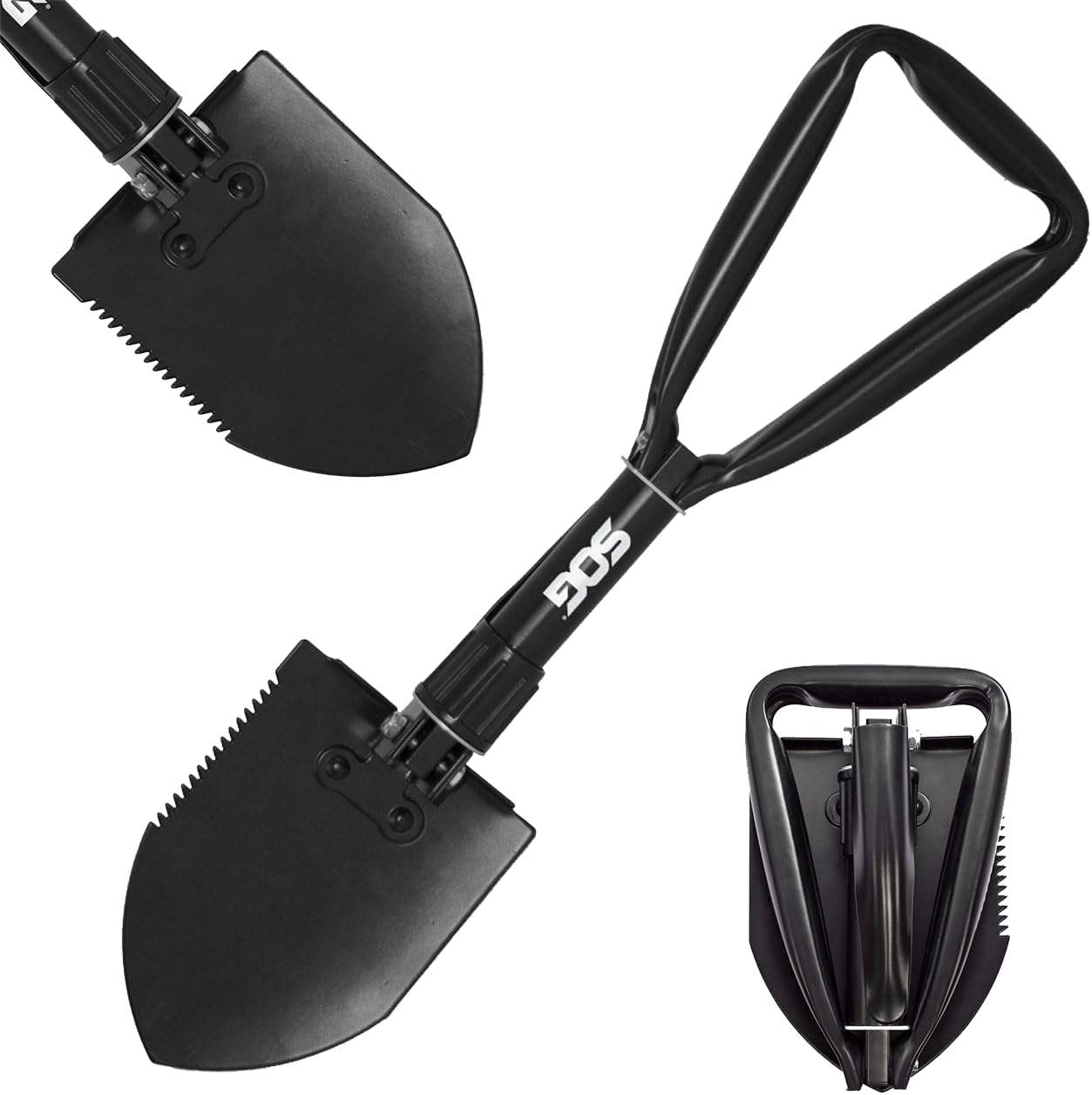 SOG 18.25 Folding Survival Shovel: Wood Saw Edge, Tactical Carry Case