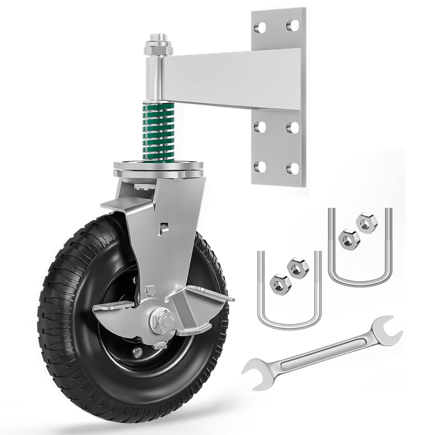 Gate Wheel with Brake - 8 Inch Heavy Duty Caster Kit for Gates