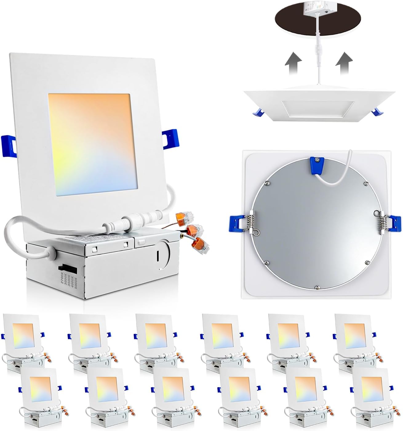 12 Pack 6 Inch Square LED Recessed Lighting for Any Space